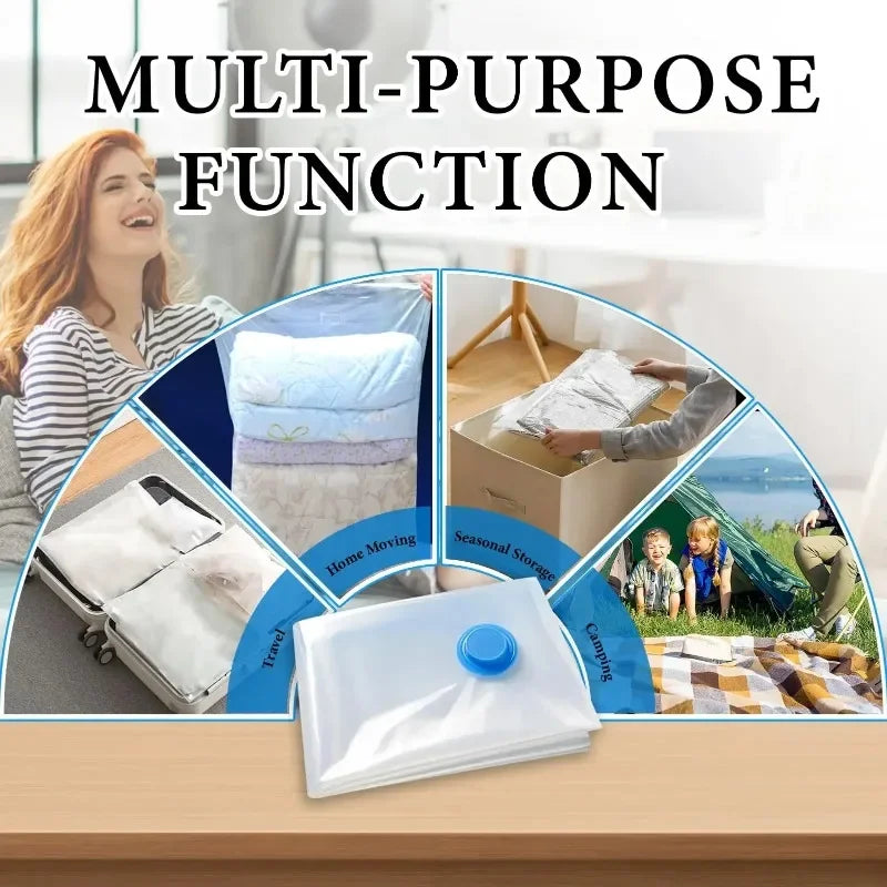 6PCS Vacuum Bag With Valve or Pump for Clothes Storing Large Plastic Compression Empty Bag Travel Accessories Storage Container