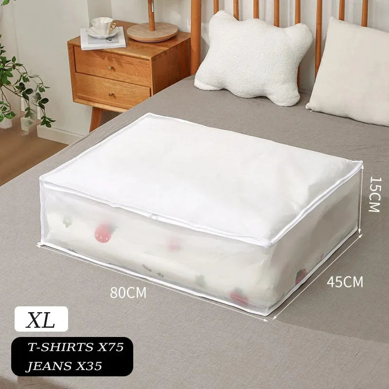 1-2Pcs Underbed Storage Bag Foldable Quilt Bag Wardrobe Clothes Storage Waterproof Dustproof Organizer Large Capacity StorageBag