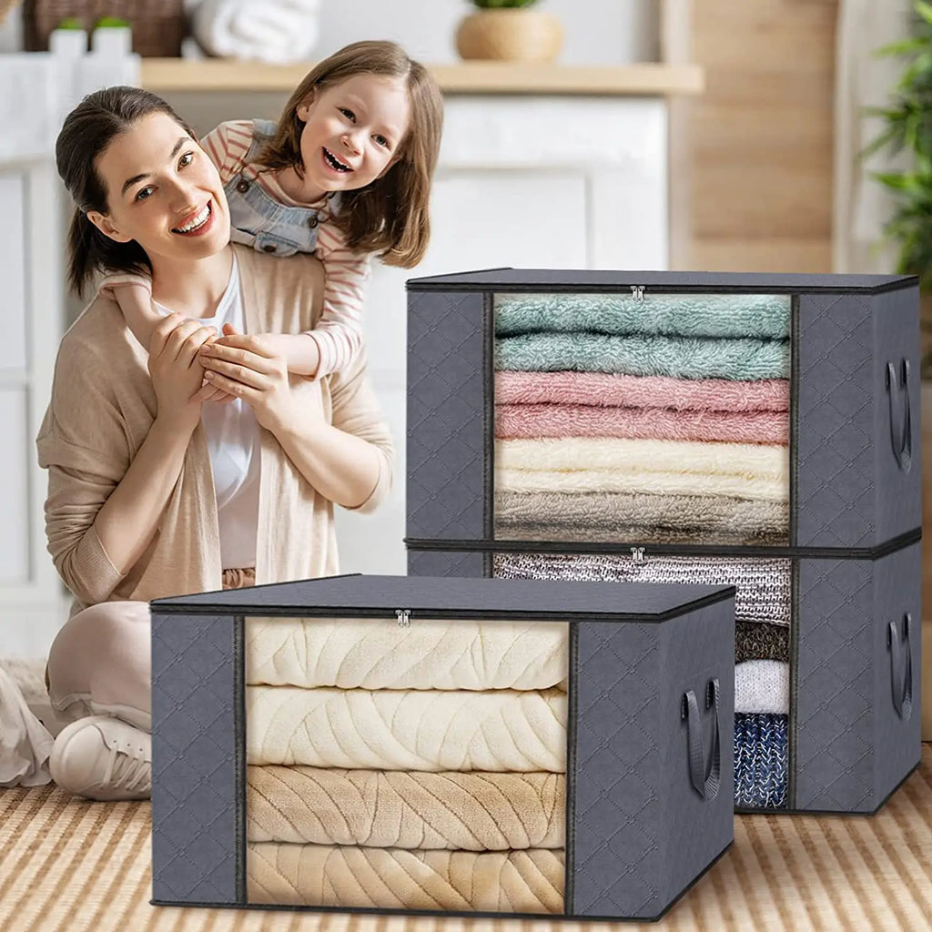 1/3pc Large Capacity Clothes Storage Bag Foldable Blanket Storage Bags Storage Containers for Organizing Bedroom Closet Clothing