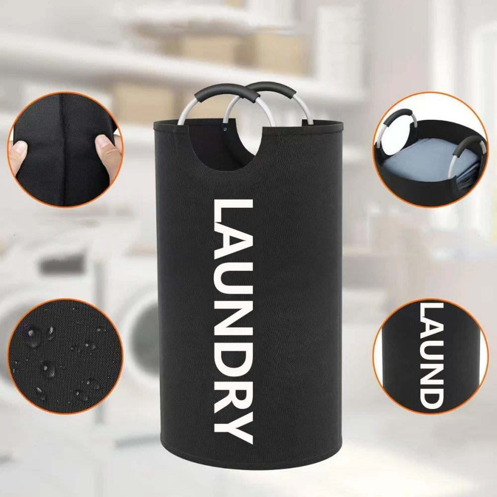 Home Large Capacity Clothes Laundry Bag Oxford Cloth Storage Bag Round Handle Dirty Laundry Storage Basket