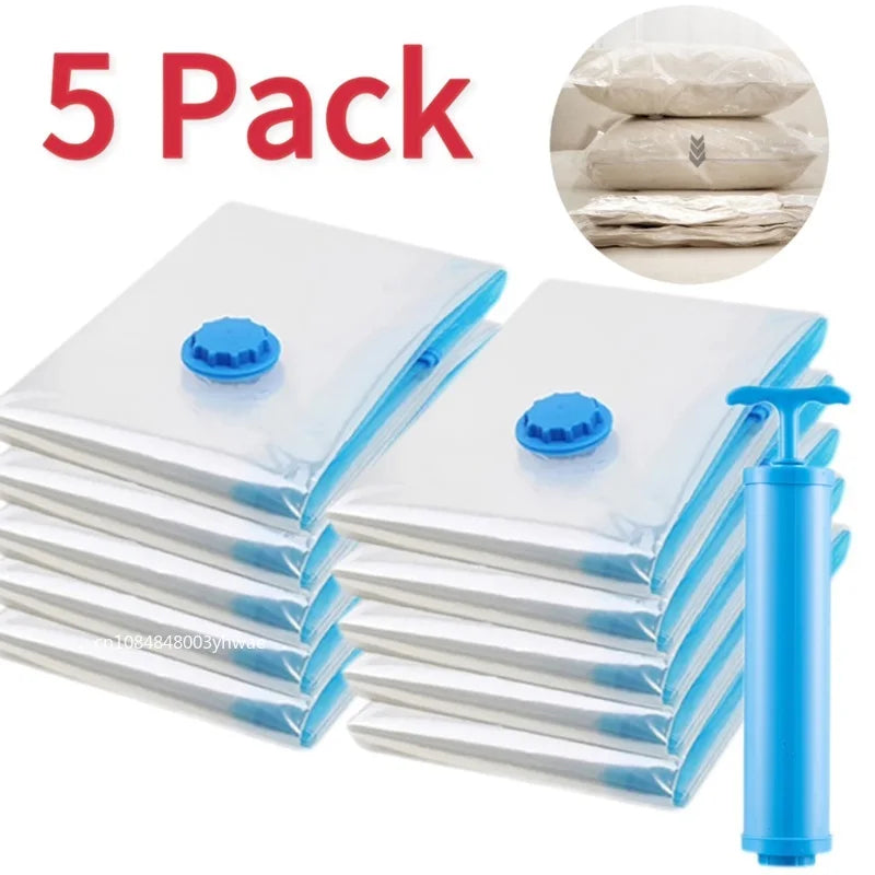 3/5PCS Vacuum Storage Bags For Clothes,Bedding,Space Saving Bags Storage Vacuum Seal Packet,Folding Compressed Organizer Bag