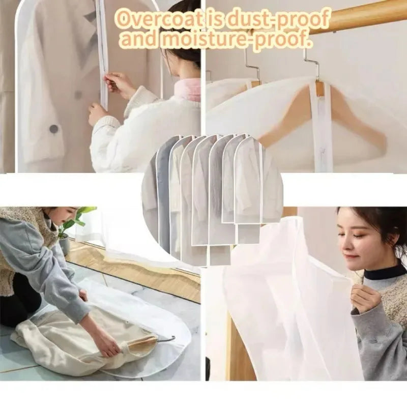 Washable Clothes Hanging Dust Cover Wedding Dress Cover Suit Coat Storage Bag Wardrobe Hanging Clothing Organizers