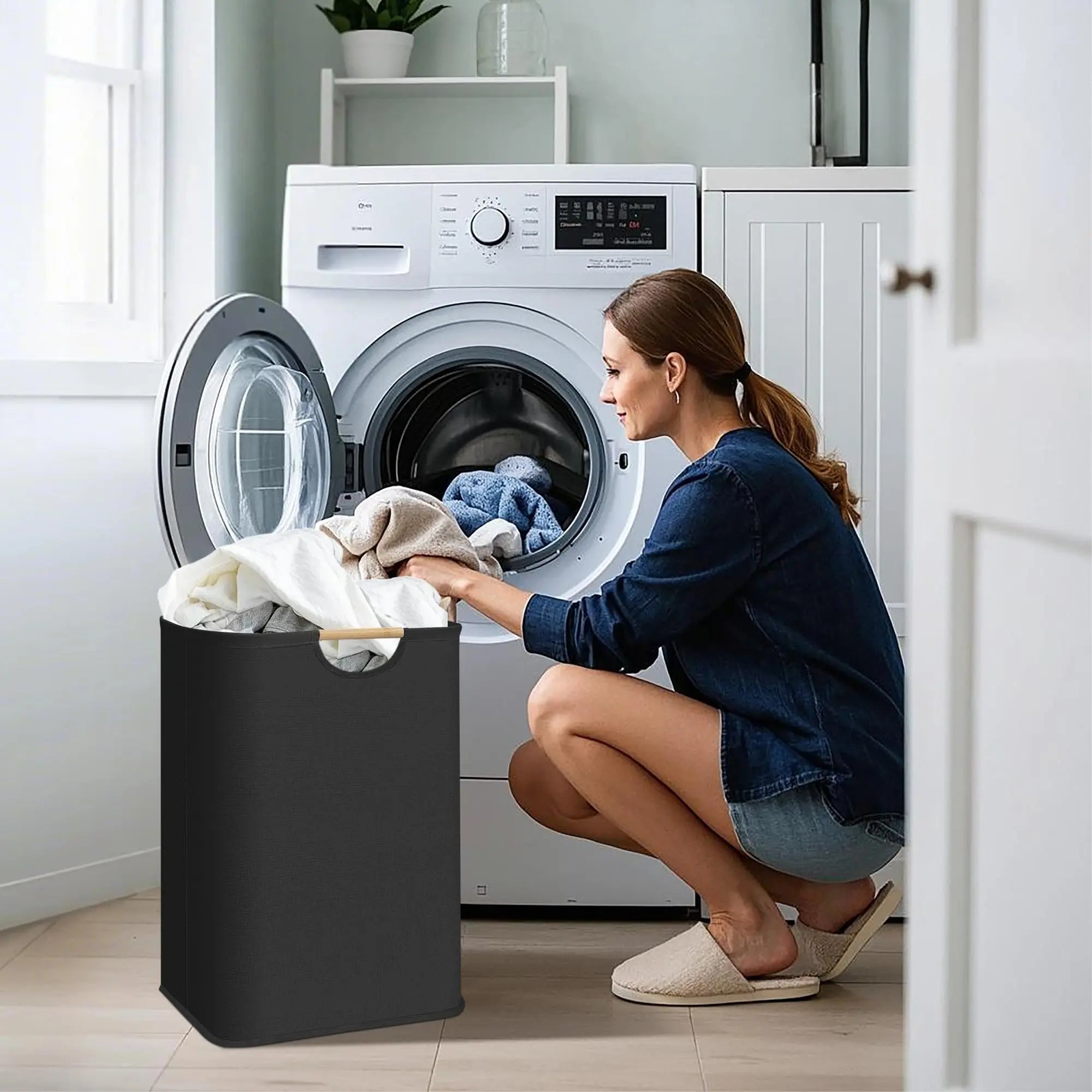 Collapsible Large Waterproof Laundry Dirty Clothes Basket with Dual Handles Versatile Storage Solution for Bedroom Bathroom