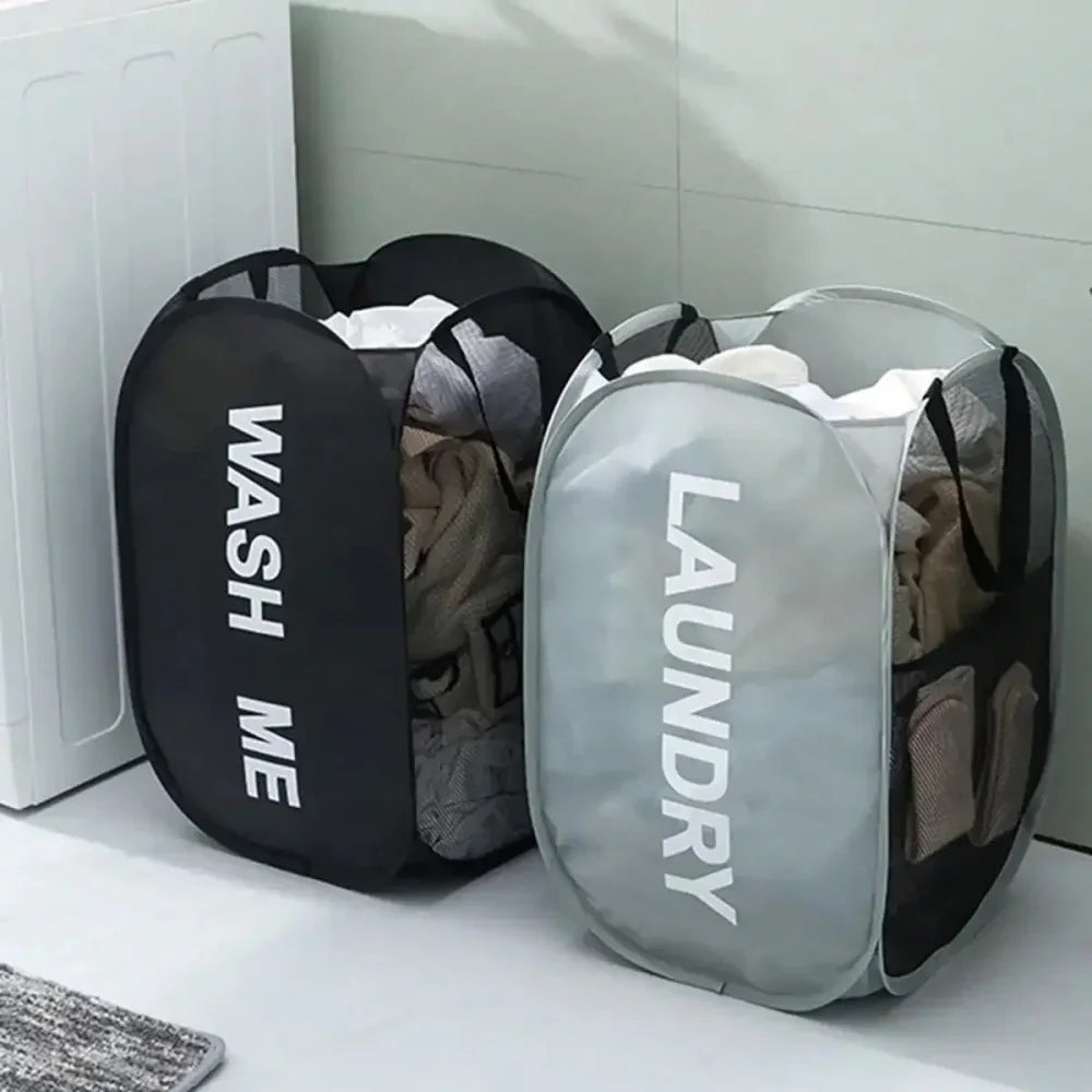 Dirty Clothes Storage Box Portable Mesh Laundry Dorm Travel Laundry Baskets Breathable Collapsible Space-Saving Laundry Hamper