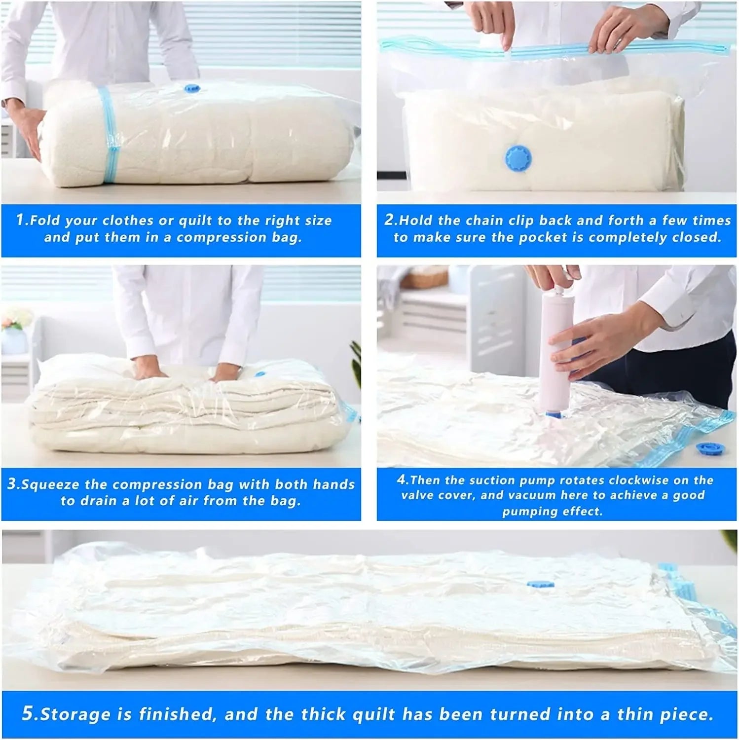 Vacuum Storage Bags Vacuum Seal Bag Space Saving Bags for Comforters Clothes Pillow Bedding Blanket Storage