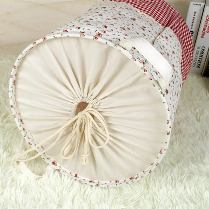 Zakka 3 Sizes The beam port Linen Multi-function Handle Stackable storage barrel Laundry basket Toy Storage box storage basket