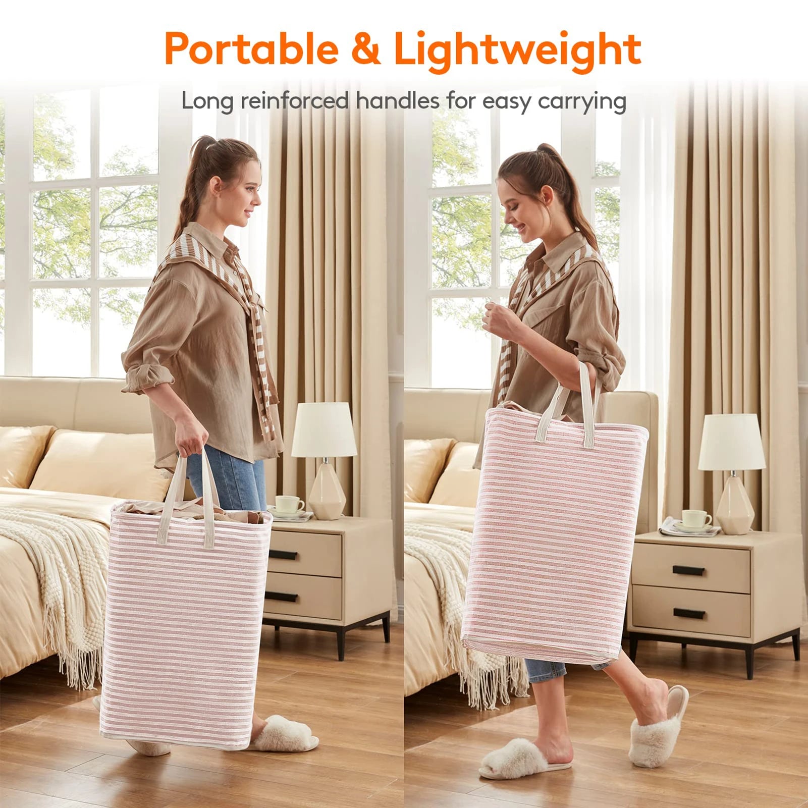 75L Large Collapsible Laundry Baskets with Handle Household Clothes Storage Basket Dirty Laundry Toys Storage Organization