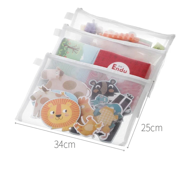 Toy storage bag building block puzzle sub-package bag children small particle zipper transparent finishing storage box
