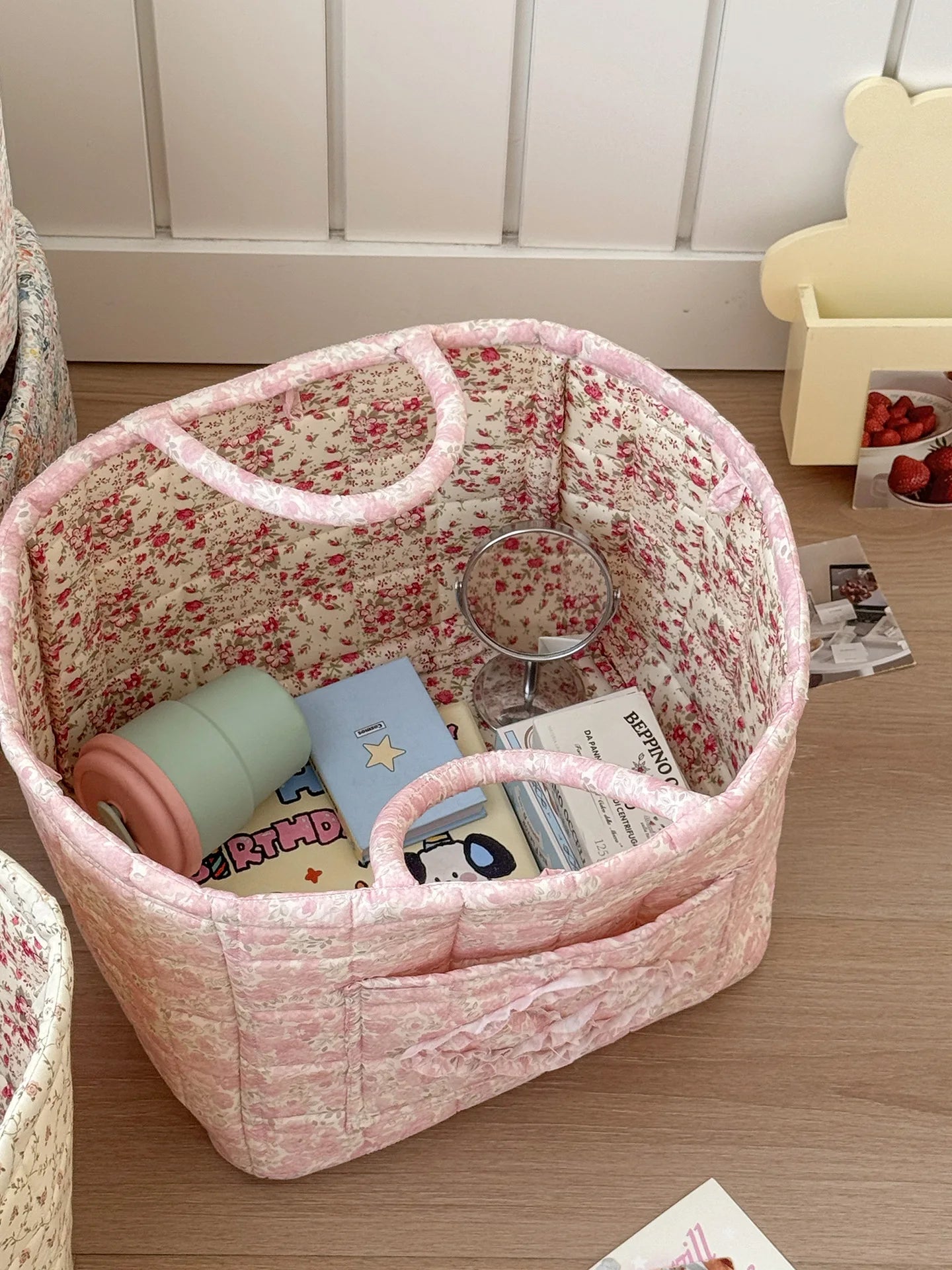 Rural Flower Dirty Clothes Basket, High-value, Fashionable, Large Capacity Foldable Garbage Storage Basket