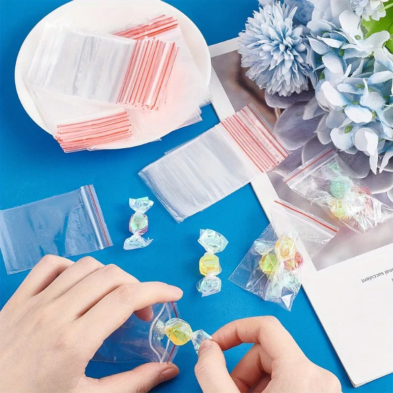 500/100pcs Self Sealed Bags Plastic Storage Bag for Jewelry Food Pills Transparent Zipper Storage Bag Package Pouches Wholesale