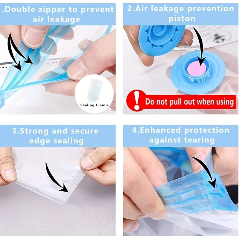3/5/10PCS Vacuum Storage Bags For Clothes,Bedding,Space Saving Bags Storage Vacuum Seal Packet,Folding Compressed Organizer Bag