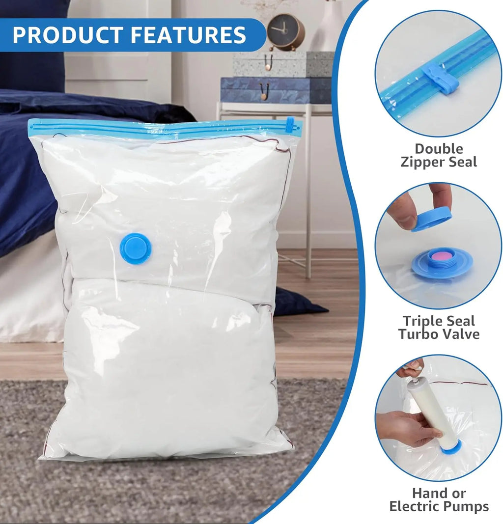 Vacuum Storage Bags With Valve Folding Compressed Space Saving Clothes Storage Big Size For Towel Cloth Blanket
