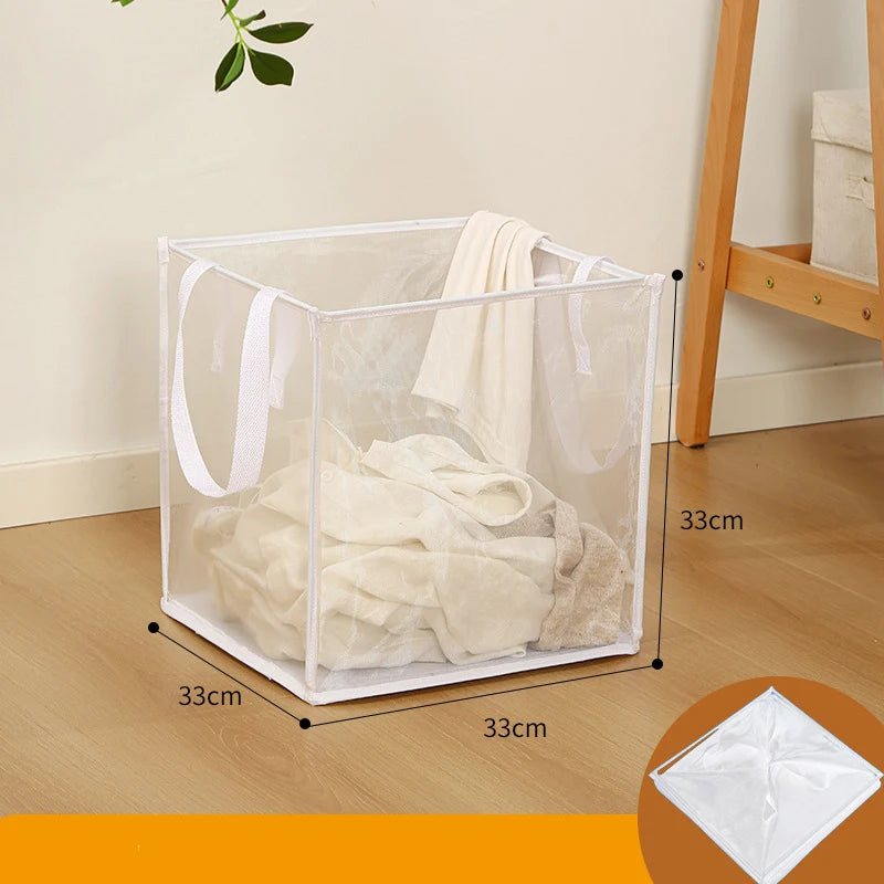 Folding Laundry Basket Organizer for Dirty Clothes Bathroom Clothes Mesh Storage Bag Household Clothing Storage Basket