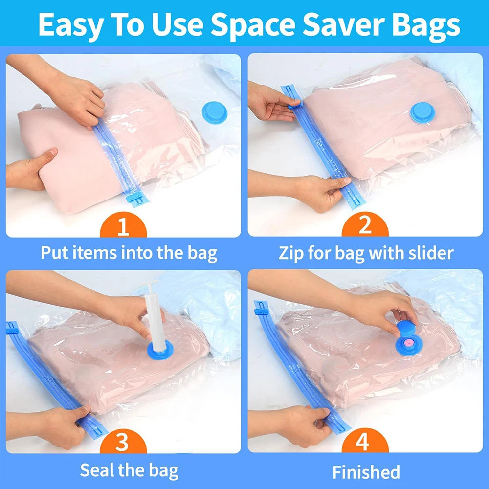 Vacuum Storage Bags With Valve Folding Compressed Space Saving Clothes Storage Big Size For Towel Cloth Blanket