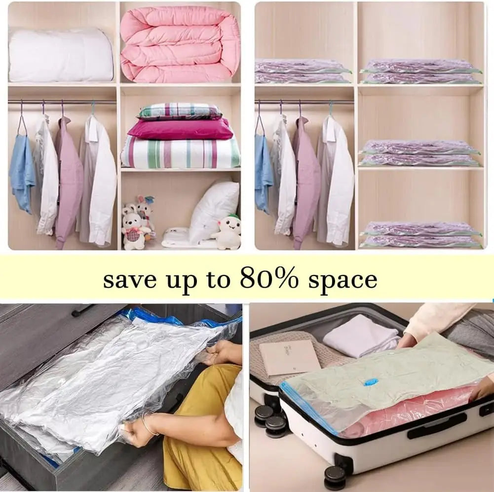 Vacuum Storage Bags With Valve Folding Compressed Space Saving Clothes Storage Big Size For Towel Cloth Blanket