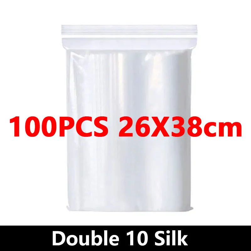 100Pcs Thicken Zipper Sealed Bags Clear Plastic Storage Bag for Small Jewelry Food Packing Reclosable Ziplock Sealing Bags