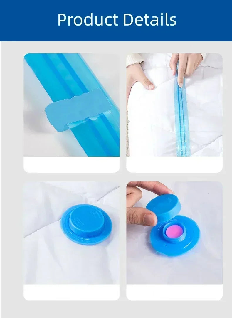 6PCS Vacuum Bag With Valve or Pump for Clothes Storing Large Plastic Compression Empty Bag Travel Accessories Storage Container