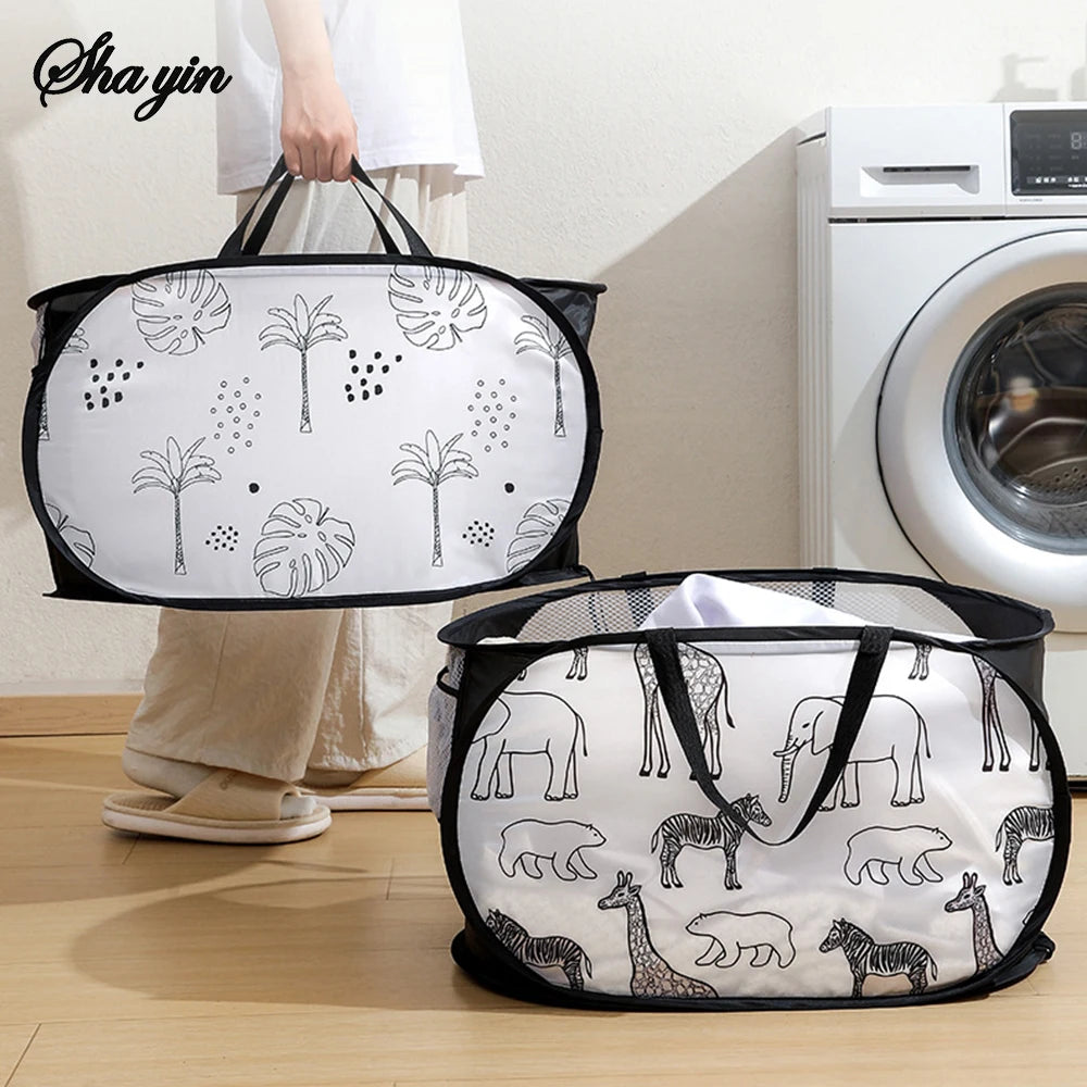 Cartoon Giraffe Laundry Basket Home Dirty Clothes Basket Miscellaneous Sorting and Storage Basket Bathroom Organizer Storage