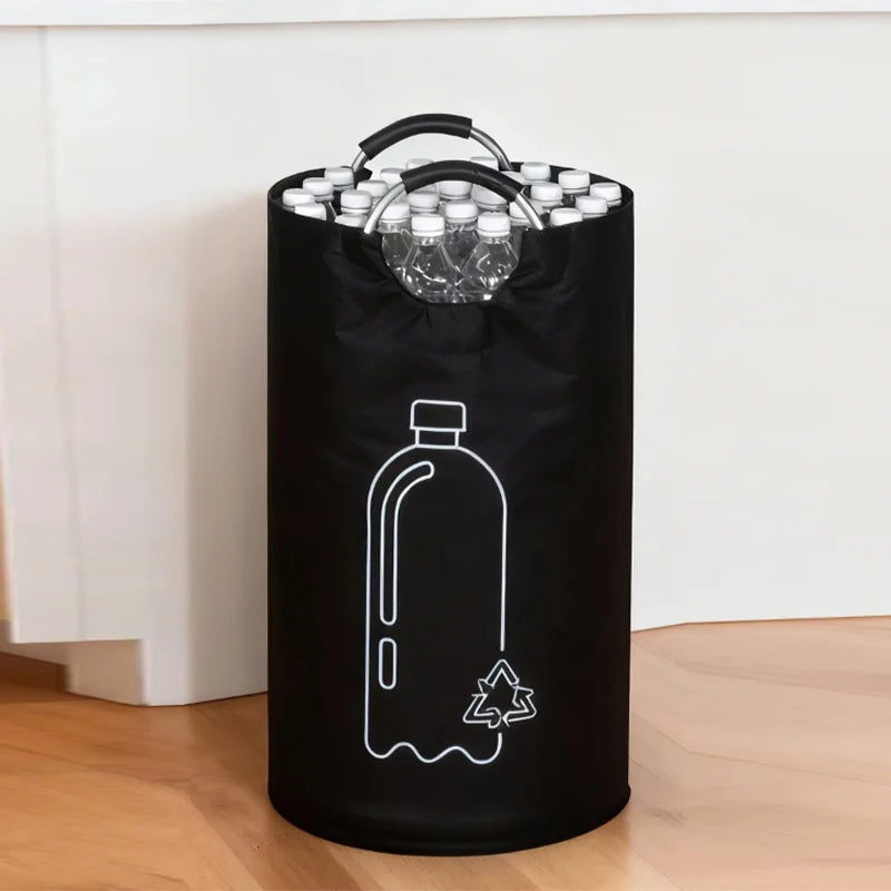 Large-capacity Beverage Bottle Storage Basket Waste Water Bottles Collection Bag Folding Recycling Bucket Dirty Laundry Baskets
