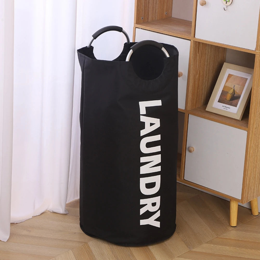 Home Large Capacity Clothes Laundry Bag Oxford Cloth Storage Bag Round Handle Dirty Laundry Storage Basket