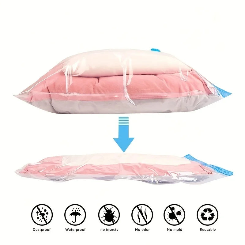 3/5/10PCS Vacuum Storage Bags For Clothes,Bedding,Space Saving Bags Storage Vacuum Seal Packet,Folding Compressed Organizer Bag