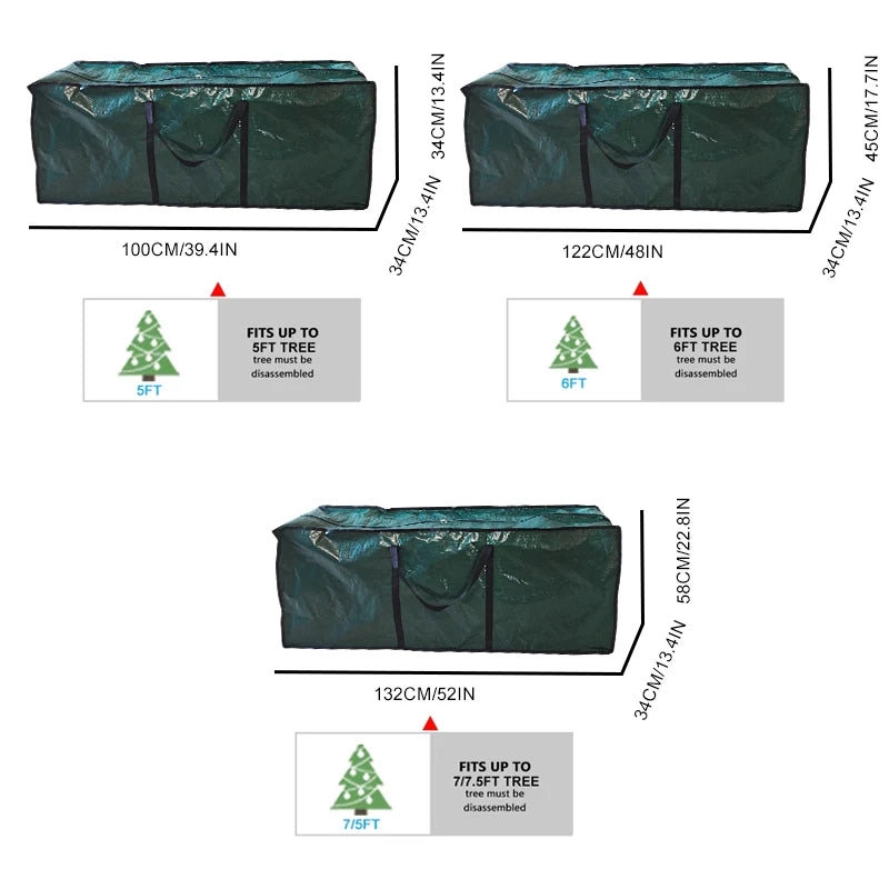 Large Christmas Tree Storage Bag Waterproof Tub 5 6 7 Ft Xmas Tree Decoration Wreath Storage Box Handles Organizer for Home