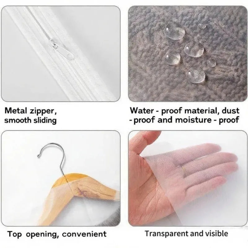 Washable Clothes Hanging Dust Cover Wedding Dress Cover Suit Coat Storage Bag Wardrobe Hanging Clothing Organizers