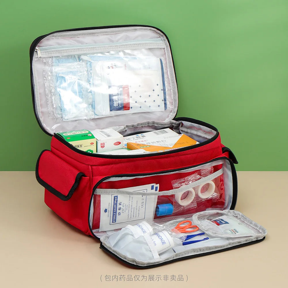 High-Capacity Portable First Aid Kit, Travel Medicine And Medication Storage Bag Oxford Cloth Organizer Box Emergency Survival