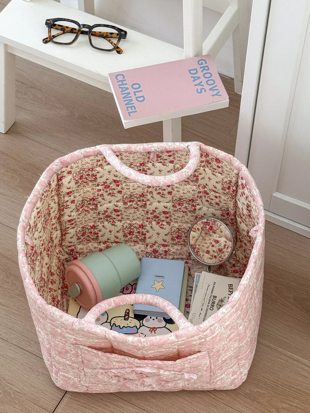 Rural Flower Dirty Clothes Basket, High-value, Fashionable, Large Capacity Foldable Garbage Storage Basket