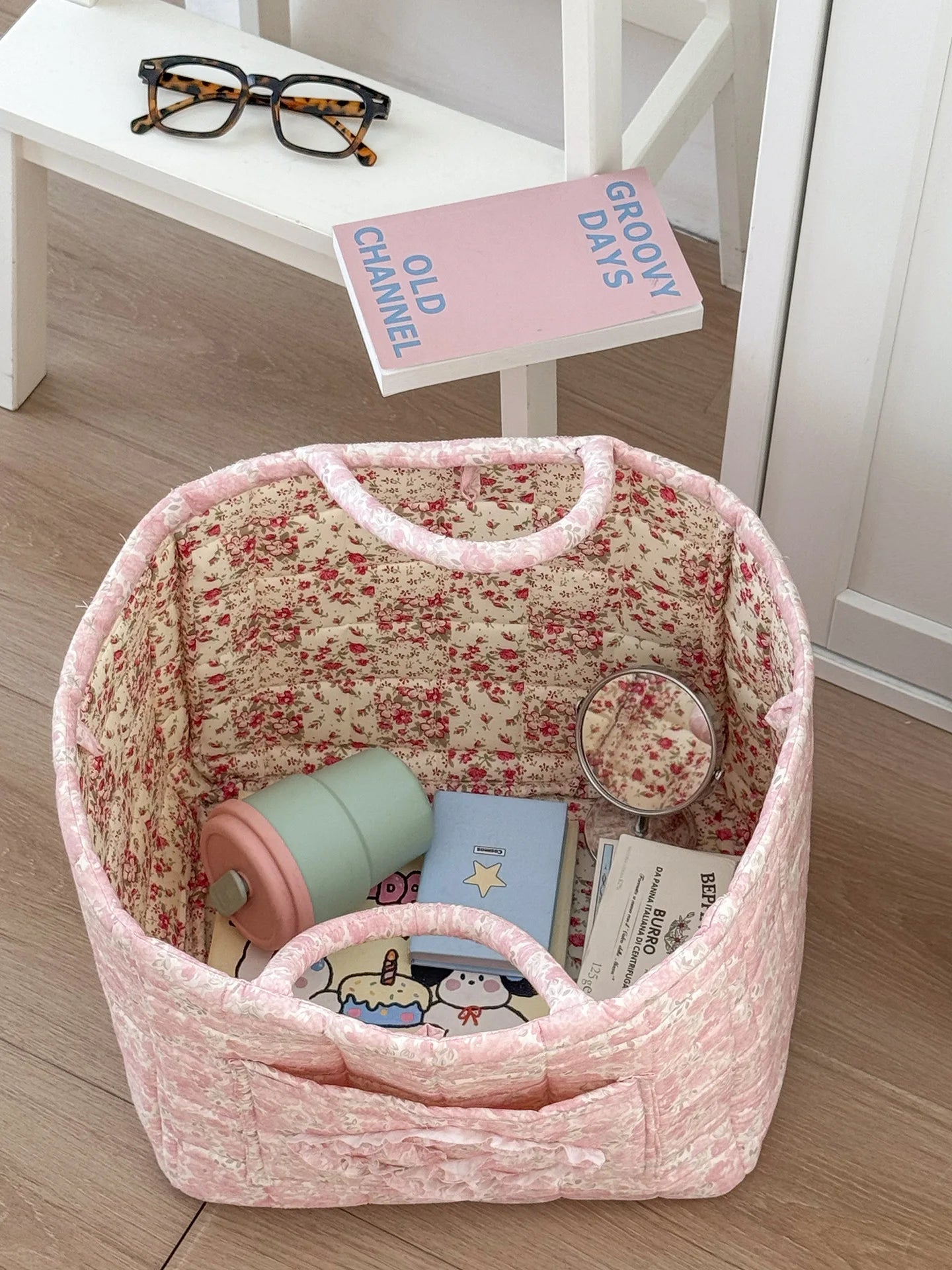 Rural Flower Dirty Clothes Basket, High-value, Fashionable, Large Capacity Foldable Garbage Storage Basket