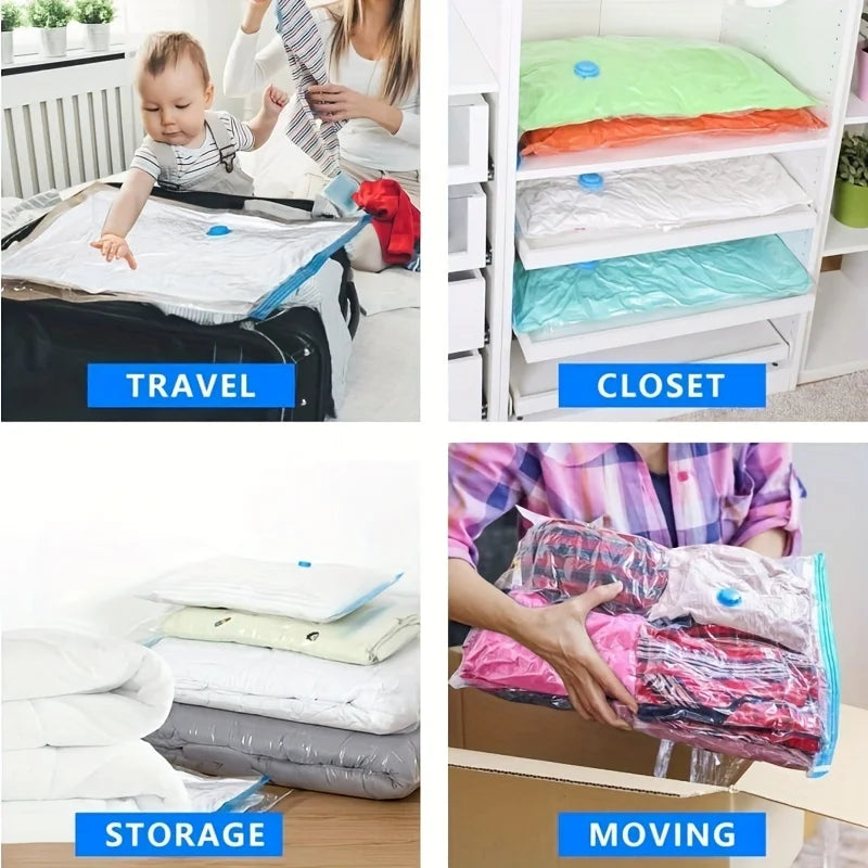 3/5/10PCS Vacuum Storage Bags For Clothes,Bedding,Space Saving Bags Storage Vacuum Seal Packet,Folding Compressed Organizer Bag