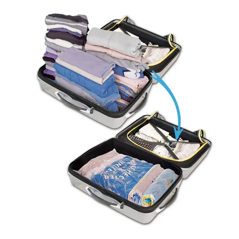 Reusable Travel Clothes Air Vacuum Bags Roll Up Compression Storage Bags For Suitcases Tops Pants Portable Foldable Storage Bags