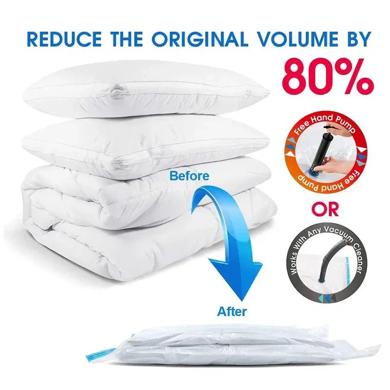 3/5PCS Vacuum Storage Bags For Clothes,Bedding,Space Saving Bags Storage Vacuum Seal Packet,Folding Compressed Organizer Bag