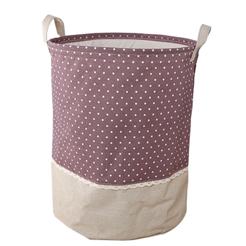 Zakka 3 Sizes The beam port Linen Multi-function Handle Stackable storage barrel Laundry basket Toy Storage box storage basket