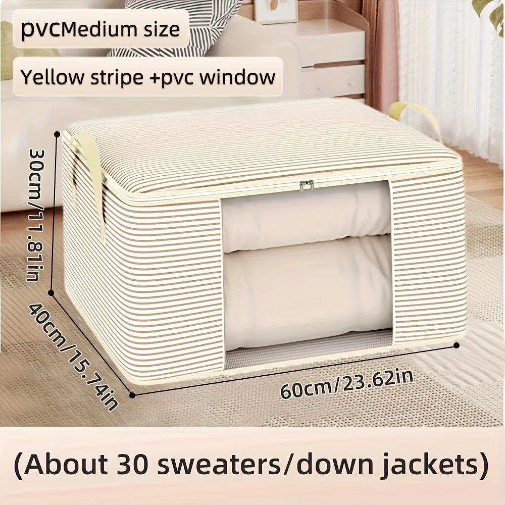 Thickened 120g Cloth Visual Storage Bag Large Capacity Clothes Quilt Home Use Packing Organizer Bag Non-Woven Fabric Box Shape