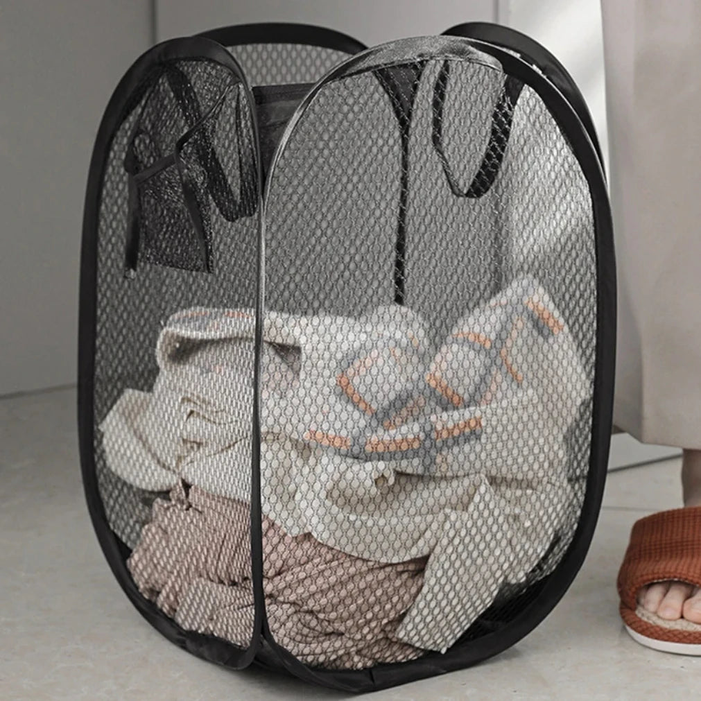 1PC Foldable Mesh Laundry Basket Toy Organizer Bag Collapsible Clothes Baskets for Dorm, Bathroom & Travel  2025new
