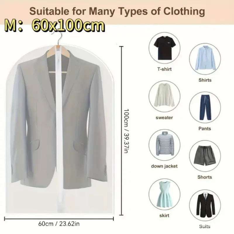 Washable Clothes Hanging Dust Cover Wedding Dress Cover Suit Coat Storage Bag Wardrobe Hanging Clothing Organizers