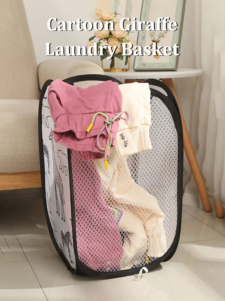 Cartoon Giraffe Laundry Basket Home Dirty Clothes Basket Miscellaneous Sorting and Storage Basket Bathroom Organizer Storage