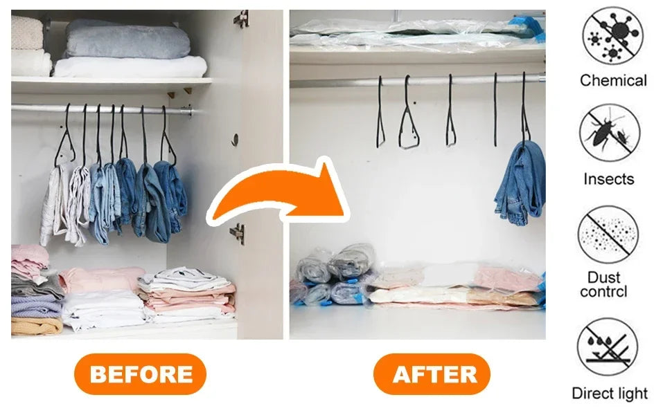 1/3/5pcs Vacuum Bags for Storing Clothes Suitable for Luggage and Essential Travel Compression Bag Clothing Storage Organizer