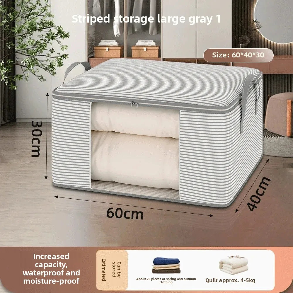 Thickened 120g Cloth Visual Storage Bag Large Capacity Clothes Quilt Home Use Packing Organizer Bag Non-Woven Fabric Box Shape