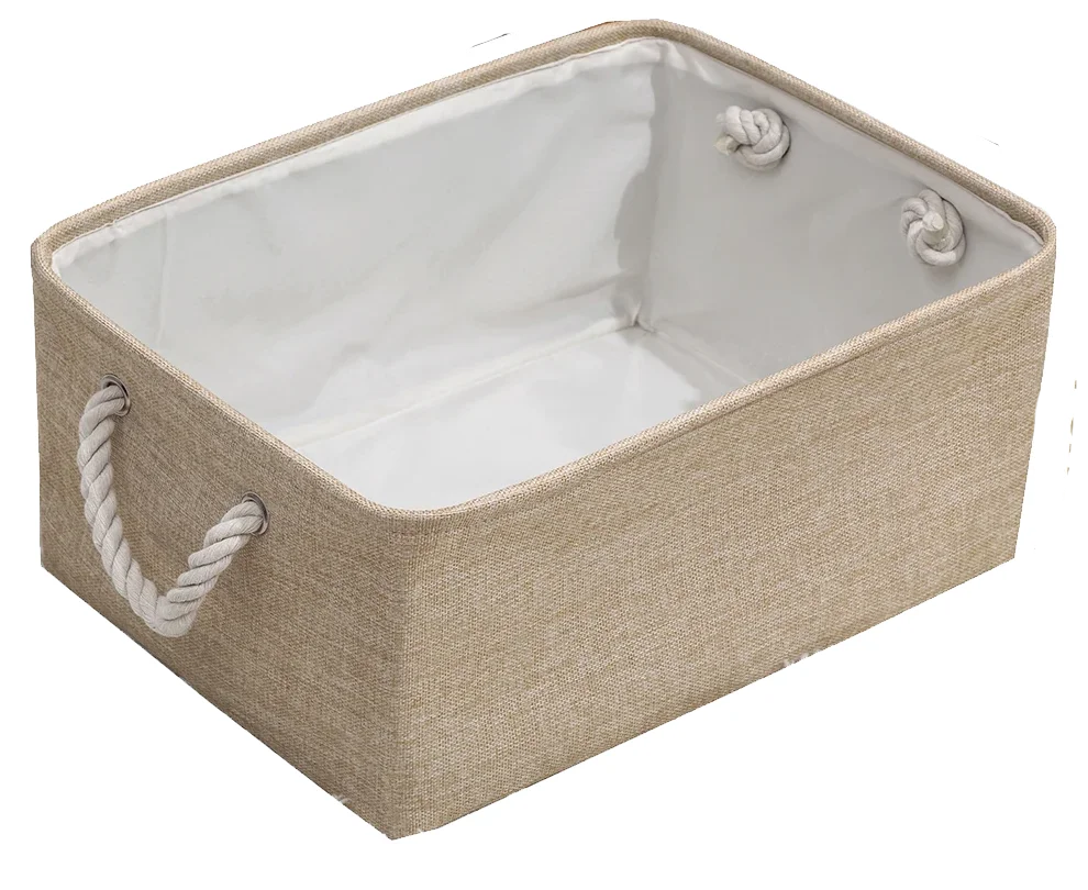 Fabric Storage Basket Foldable Linen Storage Box for Nursery Home Collapsible Canvas Shelf Basket Wardrobe Bedroom Organizers