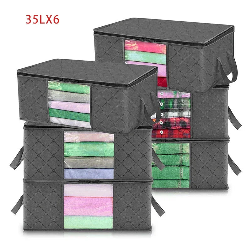 1/3/6pcs Foldable Clothes Storage Bag Large Capacity Blanket Storage Bag Storage Containers for Home Organizing Bedroom Clothing