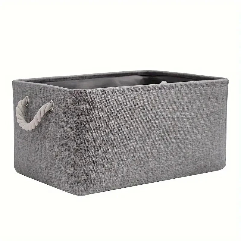Large-capacity Sundries Storage Basket Collapsible Linen Fabric Storage Box for Living Room Bedroom Dorm Foldable Storage basket
