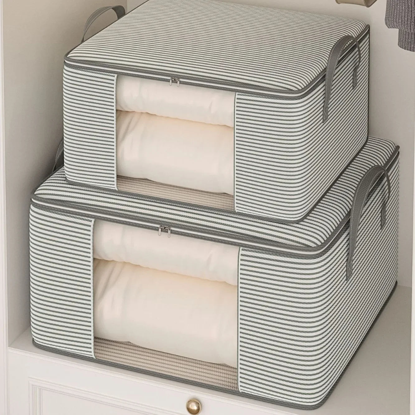 Thickened 120g Cloth Visual Storage Bag Large Capacity Clothes Quilt Home Use Packing Organizer Bag Non-Woven Fabric Box Shape