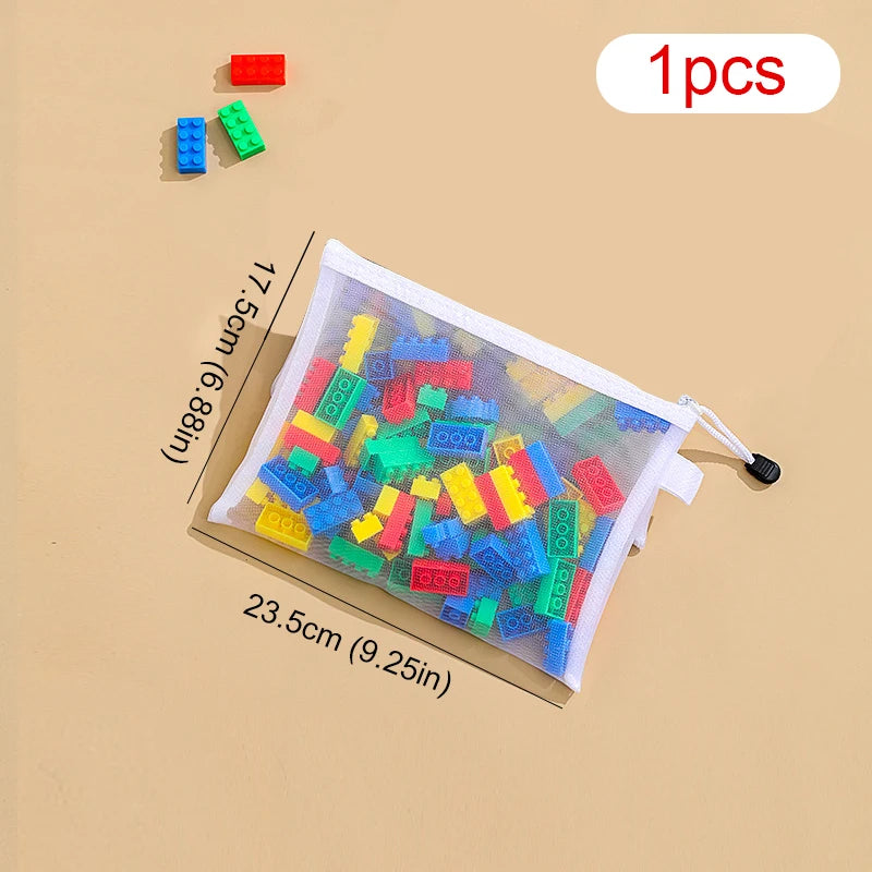 Children's puzzle building block toy storage classification bag transparent zipper mesh bag Storage Tools Cosmetic Organization