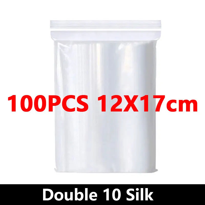100Pcs Thicken Zipper Sealed Bags Clear Plastic Storage Bag for Small Jewelry Food Packing Reclosable Ziplock Sealing Bags