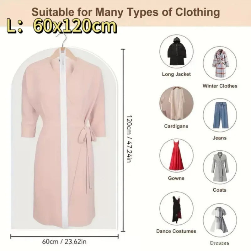 Washable Clothes Hanging Dust Cover Wedding Dress Cover Suit Coat Storage Bag Wardrobe Hanging Clothing Organizers