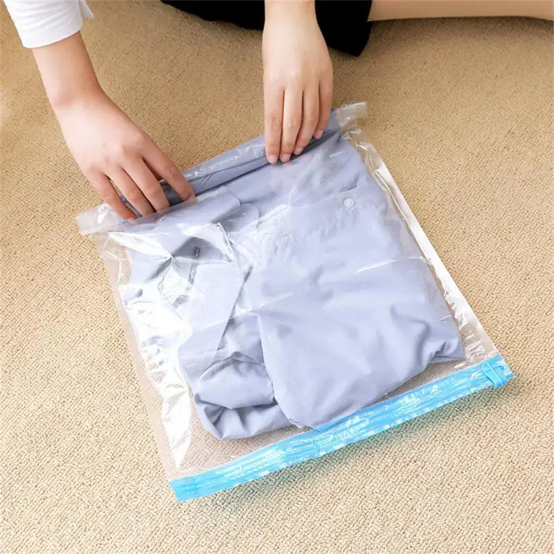 Reusable Travel Clothes Air Vacuum Bags Roll Up Compression Storage Bags For Suitcases Tops Pants Portable Foldable Storage Bags
