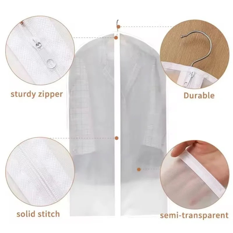 Washable Clothes Hanging Dust Cover Wedding Dress Cover Suit Coat Storage Bag Wardrobe Hanging Clothing Organizers