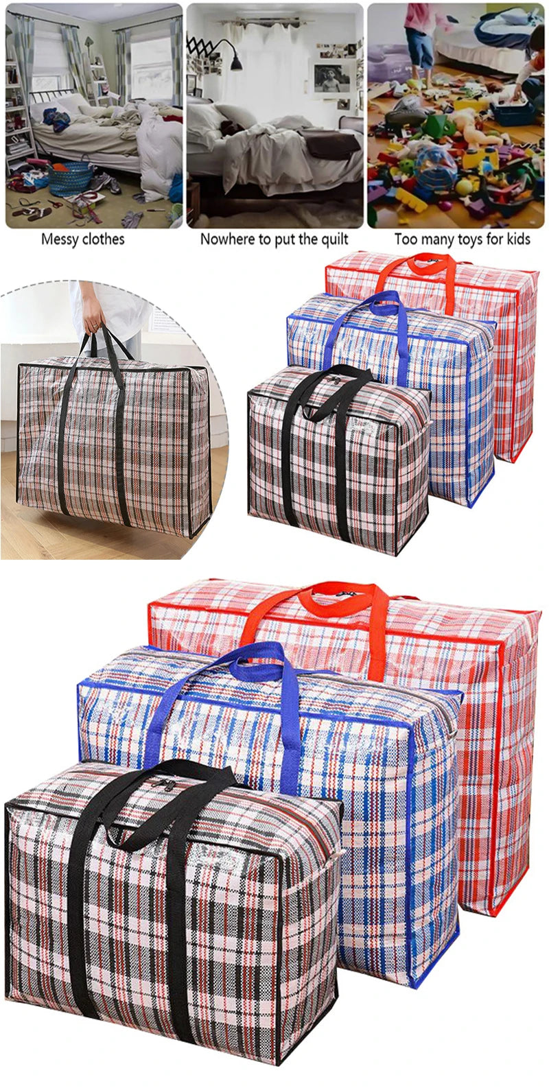 Extra large hand-held folding travel bag thickening large capacity waterproof luggage storage bag, moving packing  woven bag
